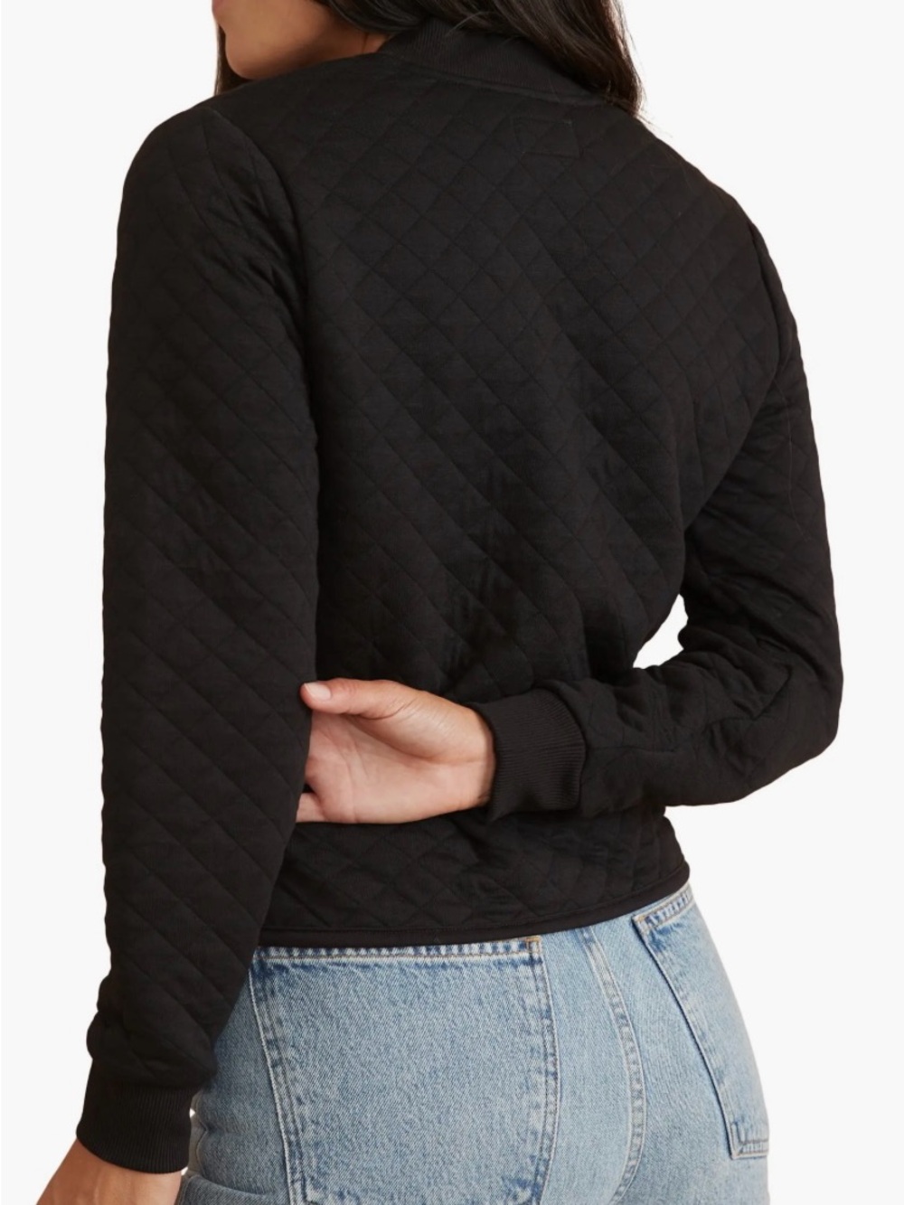 Marine Layer Black Corbet Quilted Bomber Jacket Women’s Size Extra Small - Picture 2 of 7